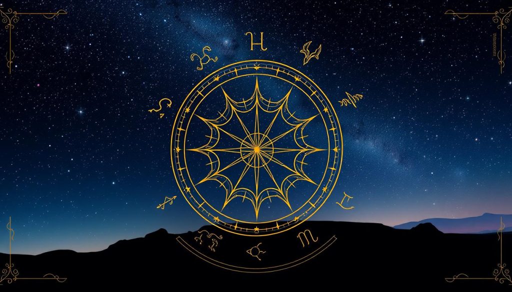 A captivating astrological illustration of "horóscopo", showcasing the 12 zodiac symbols in a visually striking arrangement. The foreground features the celestial signs, each meticulously detailed with intricate line work and vibrant colors, arranged in a circular pattern that evokes a sense of cosmic harmony. The middle ground depicts a starry night sky, with twinkling stars and celestial bodies creating a serene, mystical atmosphere. In the background, a subtle gradient of deep blues and purples sets the stage, evoking the timeless mystique of the astrological realm. The overall composition is balanced, with a cohesive color palette and a sense of depth and dimension, capturing the essence of "horóscopo" in a captivating and visually appealing manner. A captivating astrological illustration of "horóscopo", showcasing the 12 zodiac symbols in a visually striking arrangement. The foreground features the celestial signs, each meticulously detailed with intricate line work and vibrant colors, arranged in a circular pattern that evokes a sense of cosmic harmony. The middle ground depicts a starry night sky, with twinkling stars and celestial bodies creating a serene, mystical atmosphere. In the background, a subtle gradient of deep blues and purples sets the stage, evoking the timeless mystique of the astrological realm. The overall composition is balanced, with a cohesive color palette and a sense of depth and dimension, capturing the essence of "horóscopo" in a captivating and visually appealing manner.