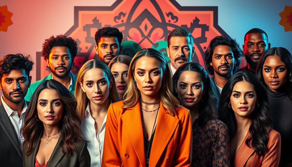 Personas influyentes semana: a vibrant, captivating image showcasing renowned celebrities, influencers, and trendsetters. In the foreground, a diverse group of charismatic individuals command attention, their distinct styles and expressions radiating confidence and charm. The middle ground features a stylized backdrop, with bold geometric patterns and rich, saturated colors that complement the subjects. Soft, warm lighting illuminates the scene, creating an aura of sophistication and glamour. The overall composition conveys a sense of energy, dynamism, and the allure of celebrity culture. This visually striking image will perfectly capture the essence of "Celebridades reconocidas: figuras destacadas que marcan tendencia". Personas influyentes semana: a vibrant, captivating image showcasing renowned celebrities, influencers, and trendsetters. In the foreground, a diverse group of charismatic individuals command attention, their distinct styles and expressions radiating confidence and charm. The middle ground features a stylized backdrop, with bold geometric patterns and rich, saturated colors that complement the subjects. Soft, warm lighting illuminates the scene, creating an aura of sophistication and glamour. The overall composition conveys a sense of energy, dynamism, and the allure of celebrity culture. This visually striking image will perfectly capture the essence of "Celebridades reconocidas: figuras destacadas que marcan tendencia".