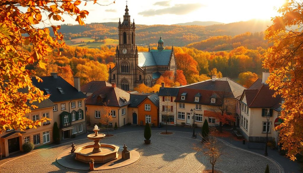 A serene autumn landscape, the warm glow of an October sun casting a soft light over a picturesque town. In the foreground, a quaint town square with a beautiful fountain, surrounded by charming cobblestone streets and historic buildings. In the middle ground, a stately cathedral stands proud, its ornate architecture and stained-glass windows reflecting the day's festivities. In the background, rolling hills and a vibrant forest, the leaves ablaze with the colors of the season. The scene conveys a sense of timelessness, of a community celebrating its heritage and honoring those whose names grace this special day. A serene autumn landscape, the warm glow of an October sun casting a soft light over a picturesque town. In the foreground, a quaint town square with a beautiful fountain, surrounded by charming cobblestone streets and historic buildings. In the middle ground, a stately cathedral stands proud, its ornate architecture and stained-glass windows reflecting the day's festivities. In the background, rolling hills and a vibrant forest, the leaves ablaze with the colors of the season. The scene conveys a sense of timelessness, of a community celebrating its heritage and honoring those whose names grace this special day.
