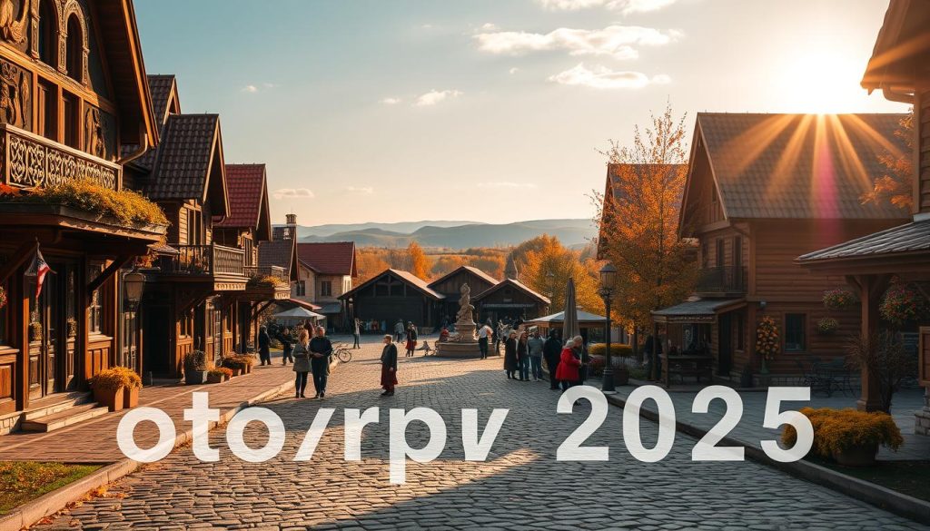 A serene autumn scene set in a quaint Russian village, depicting the date "октября 2025" in a natural, organic way. The foreground features a cobblestone street lined with charming wooden buildings, their facades adorned with intricate carvings and vibrant fall foliage. In the middle ground, a central square is bustling with locals going about their daily tasks, their traditional costumes and activities creating a sense of cultural authenticity. The background showcases a picturesque landscape of rolling hills and a cloudless sky, bathed in the warm, golden light of a late afternoon sun. The overall atmosphere is one of timeless tradition, cultural heritage, and the beauty of the Russian autumn. A serene autumn scene set in a quaint Russian village, depicting the date "октября 2025" in a natural, organic way. The foreground features a cobblestone street lined with charming wooden buildings, their facades adorned with intricate carvings and vibrant fall foliage. In the middle ground, a central square is bustling with locals going about their daily tasks, their traditional costumes and activities creating a sense of cultural authenticity. The background showcases a picturesque landscape of rolling hills and a cloudless sky, bathed in the warm, golden light of a late afternoon sun. The overall atmosphere is one of timeless tradition, cultural heritage, and the beauty of the Russian autumn.