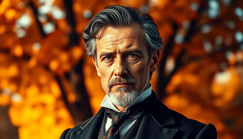A vibrant portrait of a famous historical figure, standing confidently against a backdrop of warm, autumnal tones. Intricate details capture the subject's distinctive facial features, piercing gaze, and refined attire, conveying a sense of prominence and significance. Soft, directional lighting illuminates the scene, casting subtle shadows that add depth and dimensionality. The composition is balanced, drawing the viewer's eye to the central figure, while hinting at the individual's influential role in the world. This captivating image will serve as a visually striking representation of the "Quién nació" section, honoring the legacy of a renowned historical icon. A vibrant portrait of a famous historical figure, standing confidently against a backdrop of warm, autumnal tones. Intricate details capture the subject's distinctive facial features, piercing gaze, and refined attire, conveying a sense of prominence and significance. Soft, directional lighting illuminates the scene, casting subtle shadows that add depth and dimensionality. The composition is balanced, drawing the viewer's eye to the central figure, while hinting at the individual's influential role in the world. This captivating image will serve as a visually striking representation of the "Quién nació" section, honoring the legacy of a renowned historical icon.