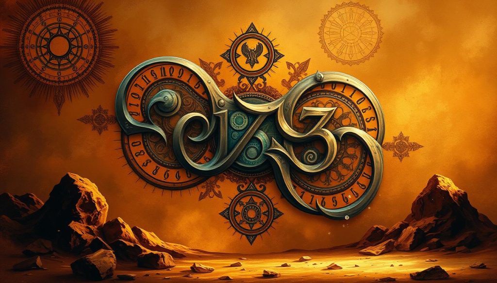 A vivid, detailed illustration of "Число життя" - the numerological concept of a person's life path and destiny, calculated from their birth date. Set against a warm, earthy backdrop, the central focus is a series of overlapping, intricately patterned number shapes and symbols that flow and intertwine, conveying the mystical, transformative nature of this esoteric numerology practice. Hints of a zodiac wheel and astrological motifs in the periphery add to the metaphysical ambiance, while dramatic chiaroscuro lighting and a painterly, almost tactile rendering style imbue the scene with a sense of timeless, sacred significance. A vivid, detailed illustration of "Число життя" - the numerological concept of a person's life path and destiny, calculated from their birth date. Set against a warm, earthy backdrop, the central focus is a series of overlapping, intricately patterned number shapes and symbols that flow and intertwine, conveying the mystical, transformative nature of this esoteric numerology practice. Hints of a zodiac wheel and astrological motifs in the periphery add to the metaphysical ambiance, while dramatic chiaroscuro lighting and a painterly, almost tactile rendering style imbue the scene with a sense of timeless, sacred significance.