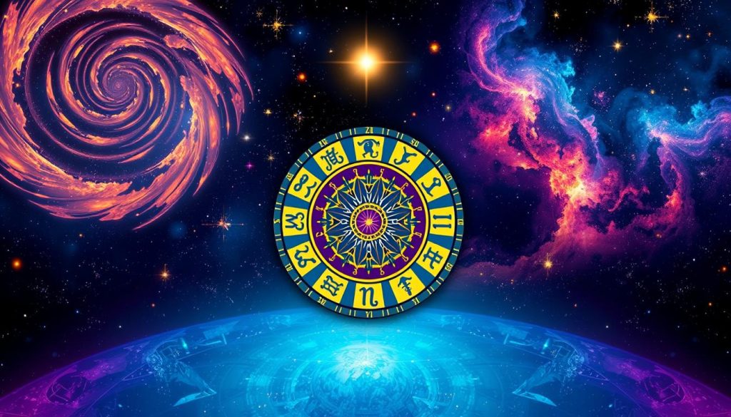 A vibrant and captivating astrological illustration depicting the concept of "horóscopos vida" (horoscope of life). In the foreground, a detailed zodiac wheel occupies the center, with each sign represented by its symbolic animal or icon, rendered in a bold, colorful style. The middle ground features a serene, celestial backdrop of swirling galaxies, nebulae, and shimmering stars, creating a sense of cosmic mysticism. In the background, a soft, ethereal light illuminates the scene, casting a warm, contemplative glow and evoking a feeling of spiritual introspection. The overall composition is balanced and harmonious, inviting the viewer to explore the interconnectedness of the cosmos and the profound influence of the stars on one's life path. A vibrant and captivating astrological illustration depicting the concept of "horóscopos vida" (horoscope of life). In the foreground, a detailed zodiac wheel occupies the center, with each sign represented by its symbolic animal or icon, rendered in a bold, colorful style. The middle ground features a serene, celestial backdrop of swirling galaxies, nebulae, and shimmering stars, creating a sense of cosmic mysticism. In the background, a soft, ethereal light illuminates the scene, casting a warm, contemplative glow and evoking a feeling of spiritual introspection. The overall composition is balanced and harmonious, inviting the viewer to explore the interconnectedness of the cosmos and the profound influence of the stars on one's life path.