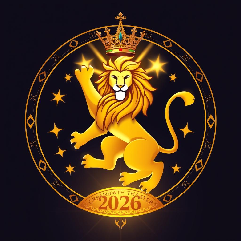 Símbolo de Leo con elementos de expansión y abundancia para el horóscopo 2026